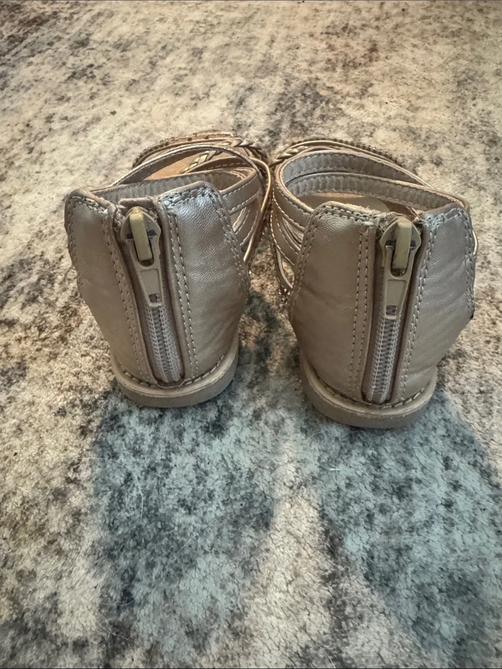 Girls Metallic Braided Strap Sandals - Rose Gold